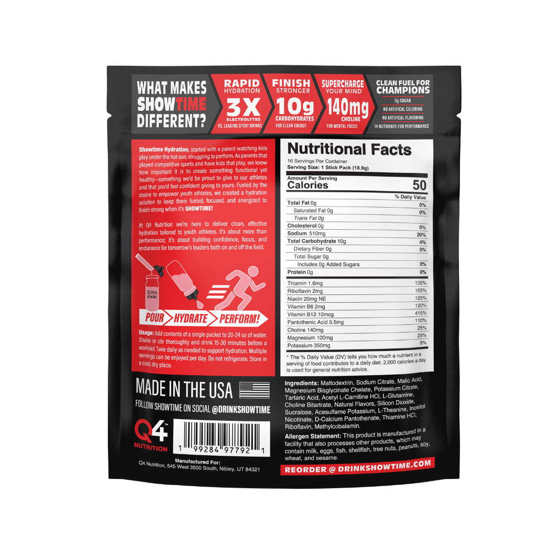 Fruit Punch Showtime Performance Hydration Sticks - 16 Pack