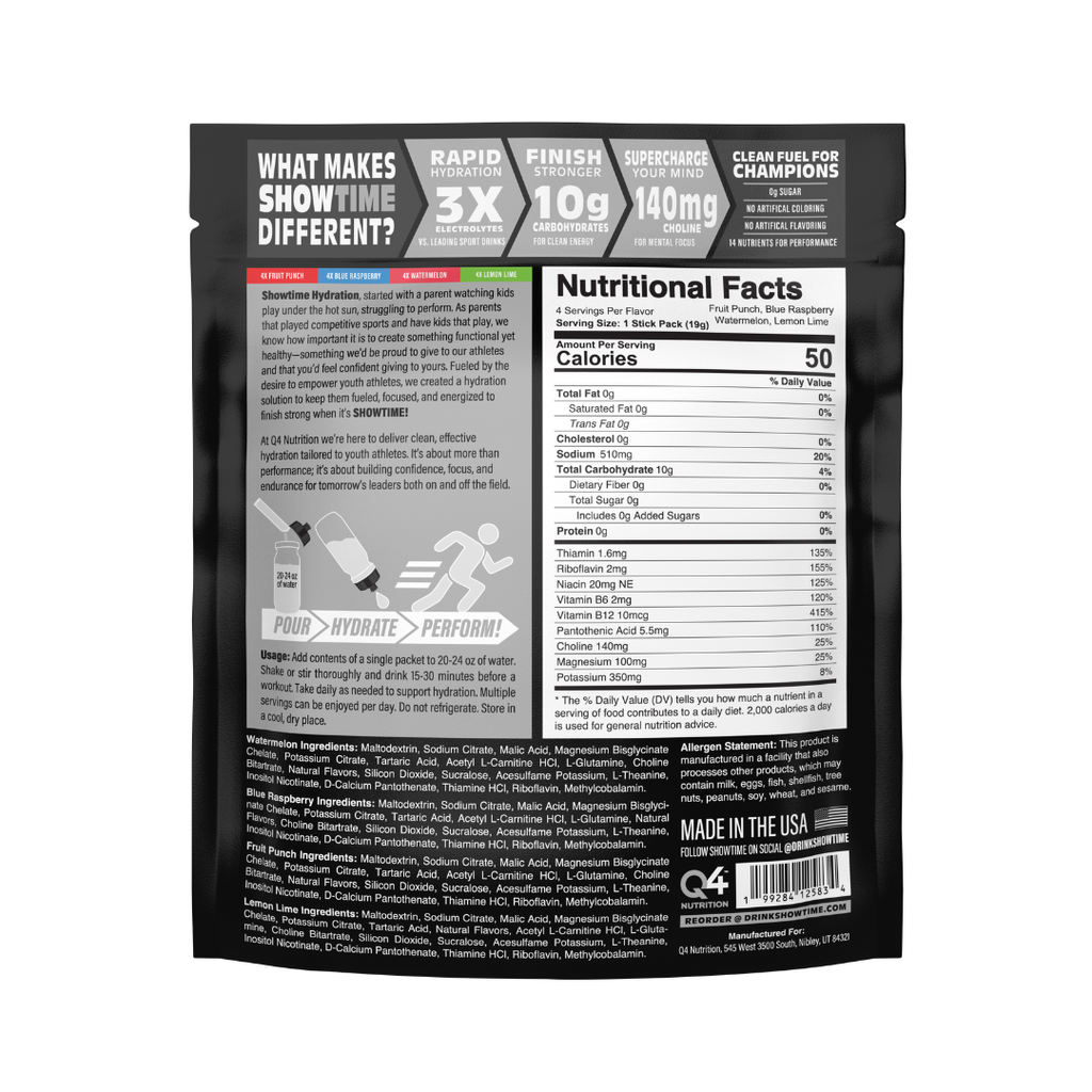 Variety Pack Showtime Performance Hydration Sticks - 16 Pack